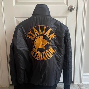 Custom Rocky III training jacket; puffer Bomber